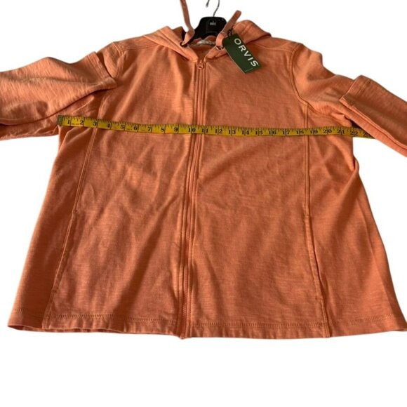 Orvis Womens Orange Full-Zip Lightweight Hoodie, Side Pockets - Picture 9 of 10